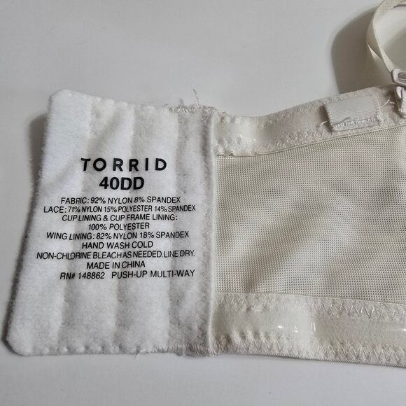 Torrid Push-Up Multi-Way Cream White Underwire Bra Size 40DD 40E - Picture 7 of 9